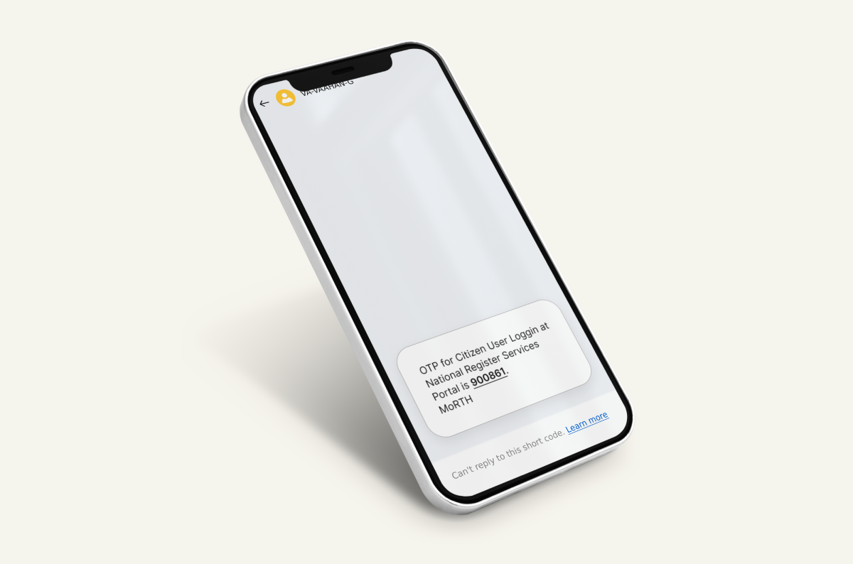 OTP SMS verification message on a smartphone for secure login