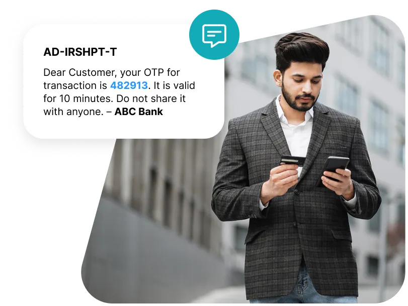 Banking OTP message example on mobile