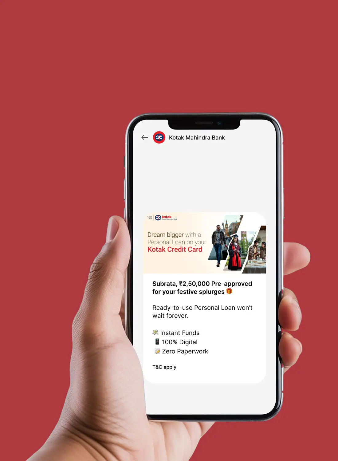 RCS messaging card for rich, interactive banking messages and engagement