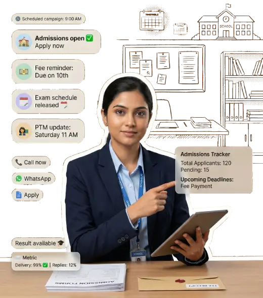 Examples of education SMS: admission updates, fee reminders and exam schedules