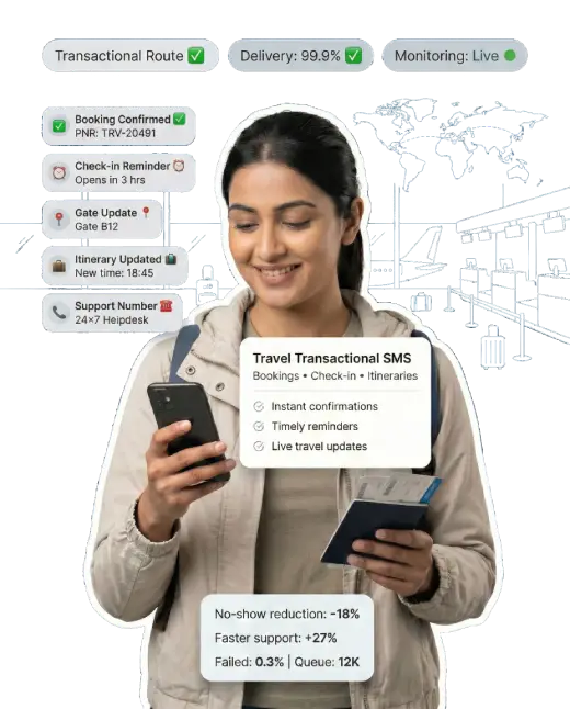 Examples of travel SMS: booking confirmation, itinerary and boarding updates