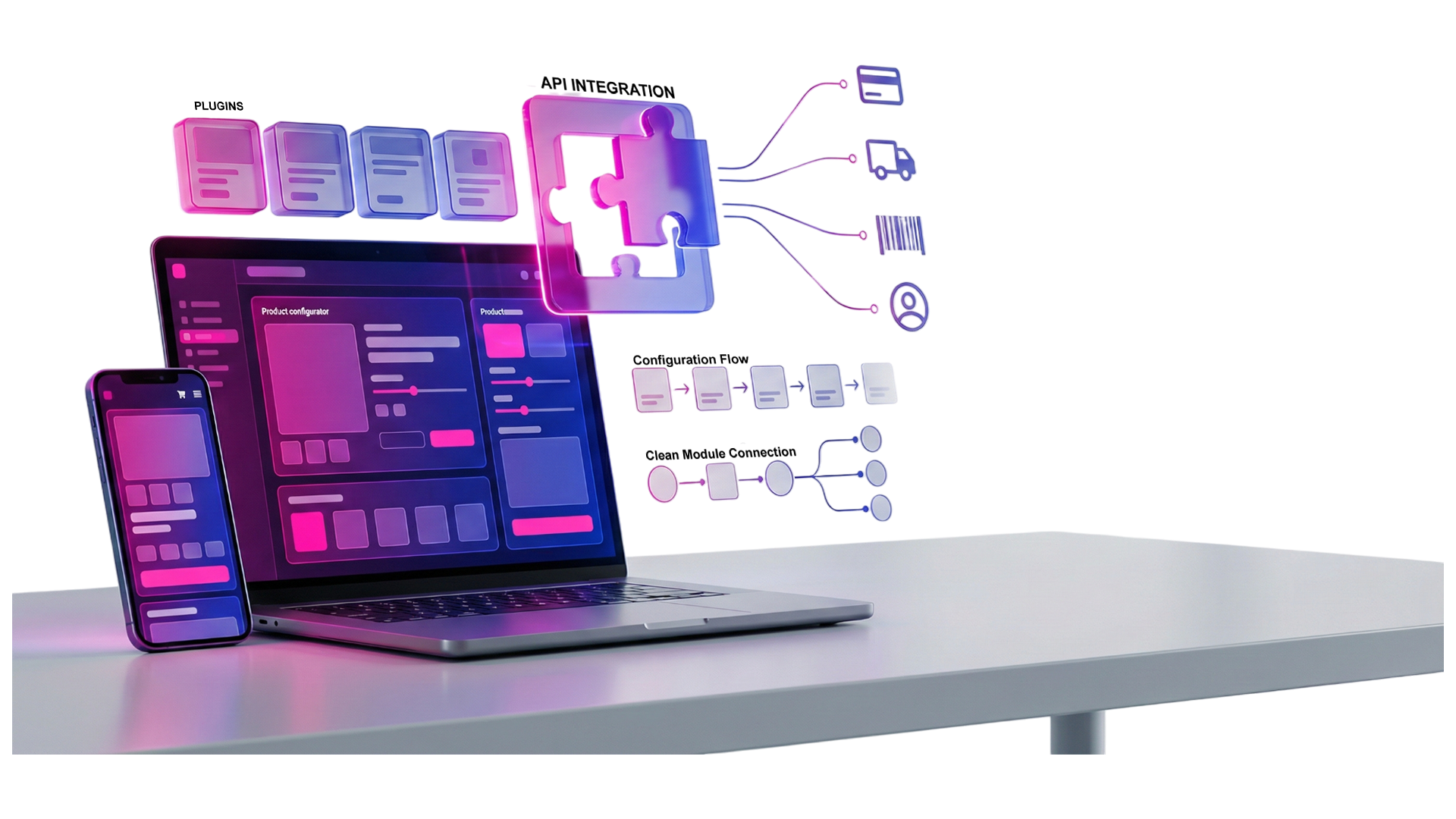 Custom module and plugin development illustration for ecommerce stores