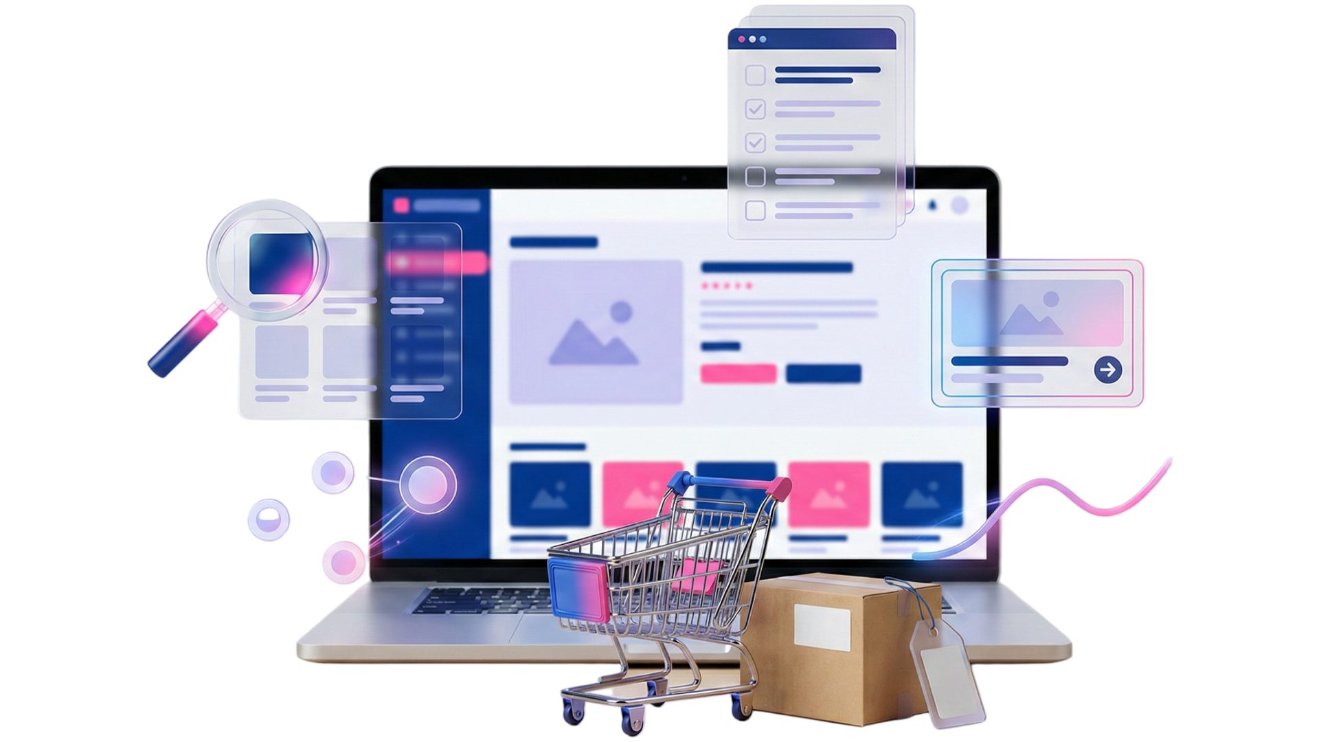 E-commerce SEO and digital marketing strategies illustration