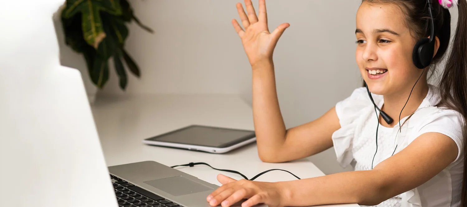 E-learning and virtual classroom illustration for digital lessons, quizzes and mobile learning