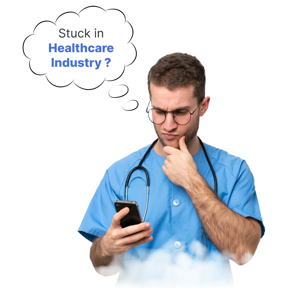 Healthcare IT solutions illustration for clinics, hospitals and patient engagement