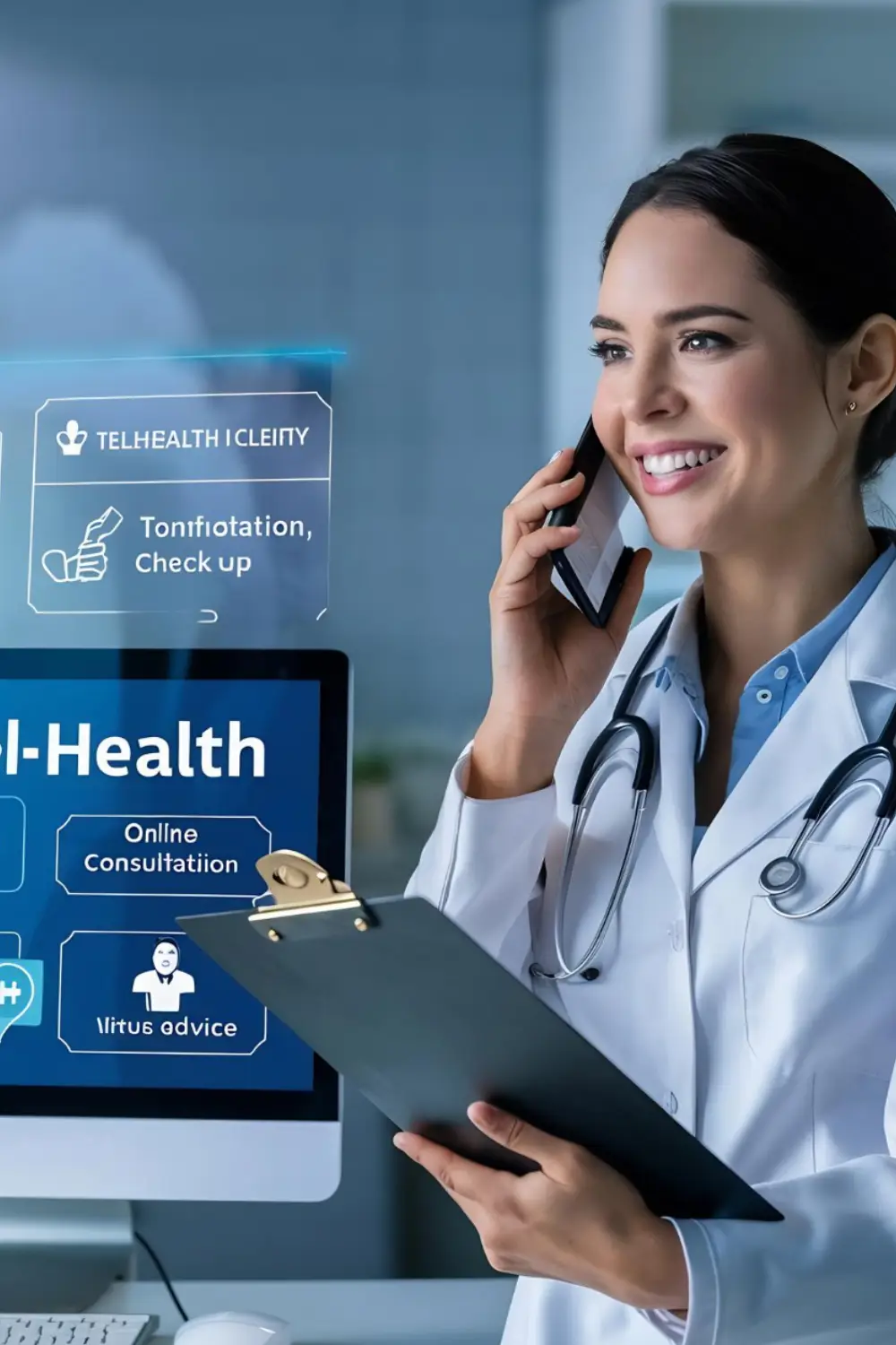 Healthcare communication illustration for appointment reminders via SMS, WhatsApp and IVR