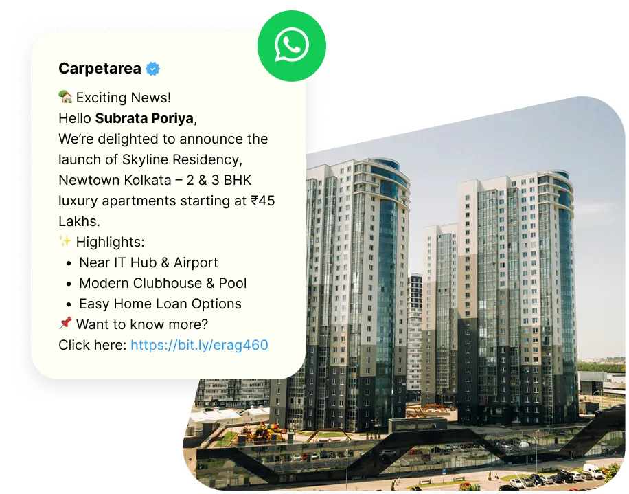 Real estate lead follow-up message example on mobile