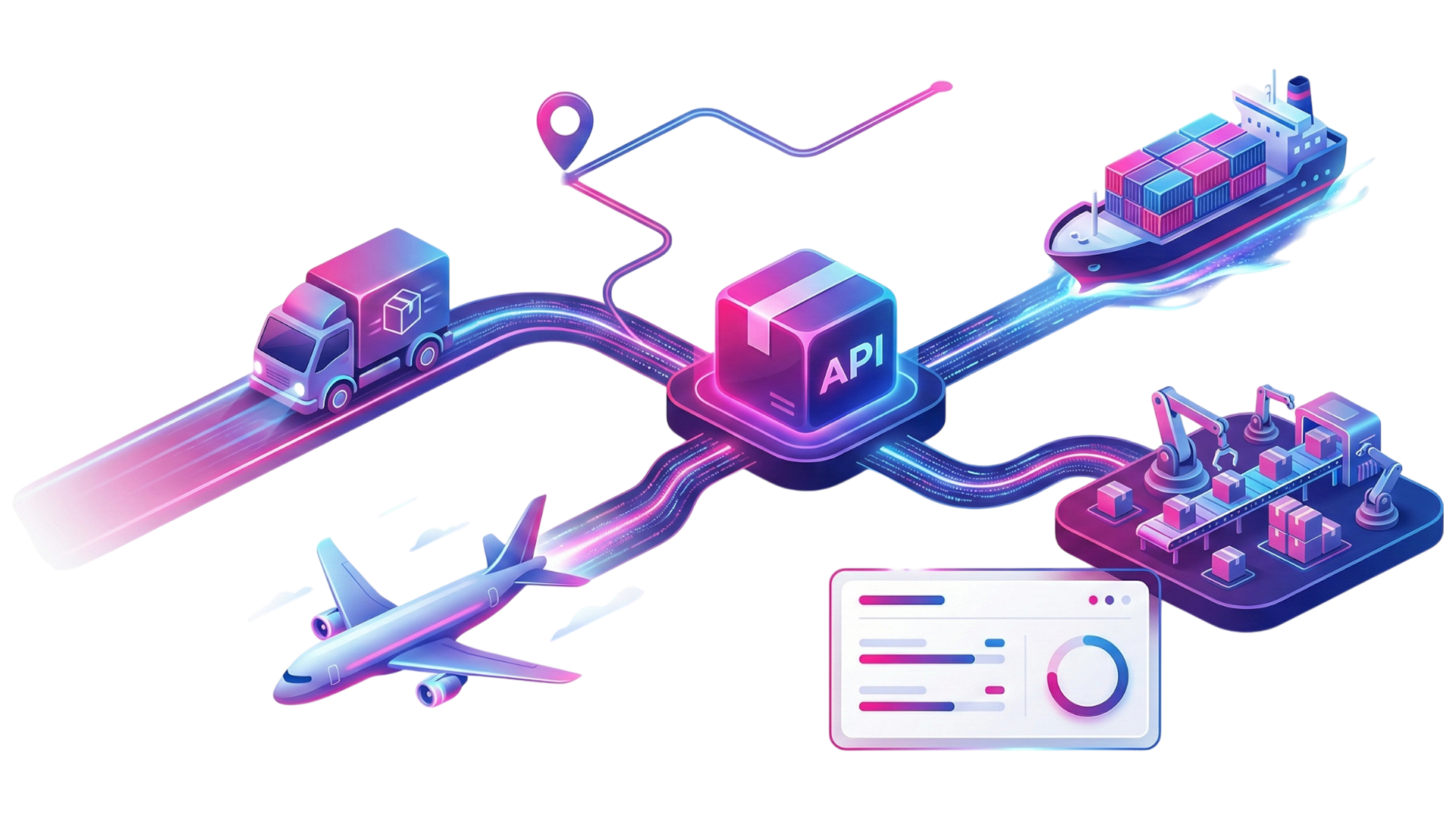 Shipping and logistics integration illustration