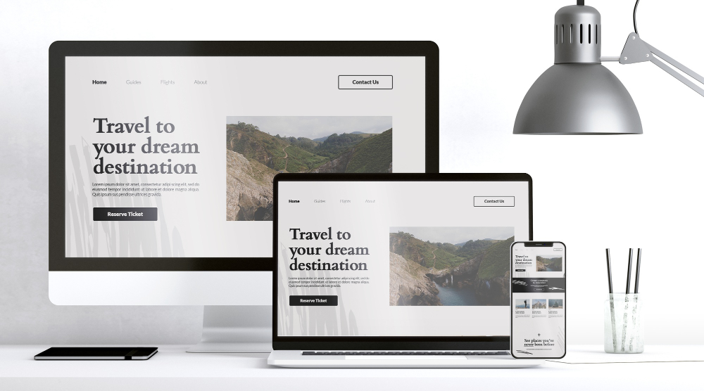 Travel portal user interface design illustration